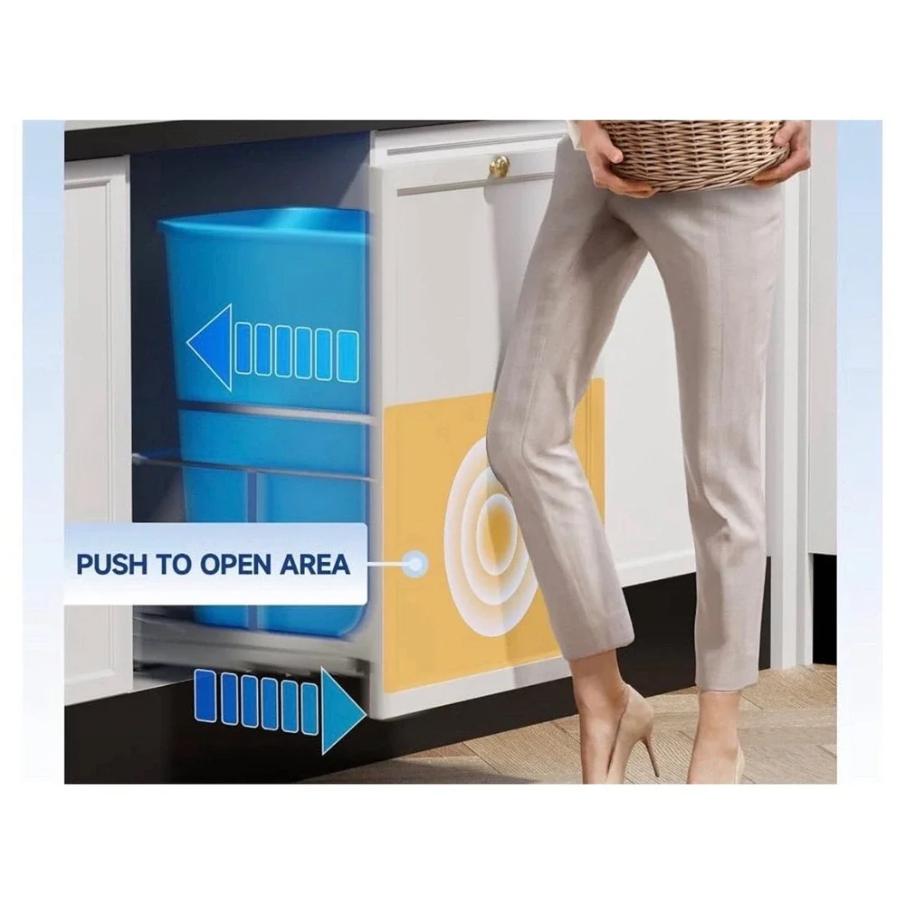Pull Out Trash Can Under Cabinet with Push to Open Slides, Heavy Duty Under S...